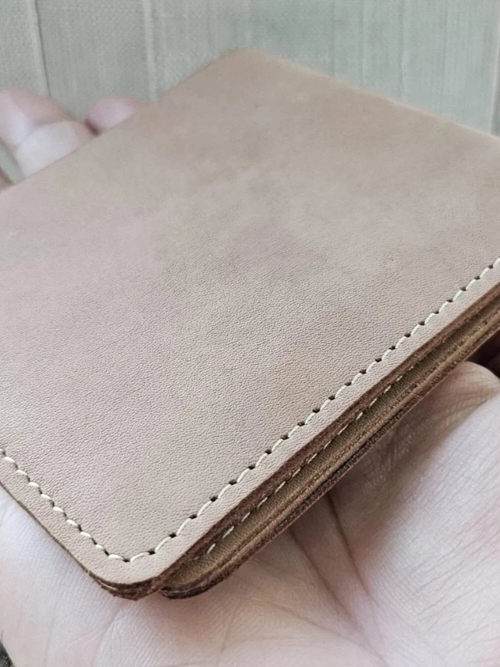 All Leather Billfold Tan Genuine Leather Card Holder Bifold Wallet Handm